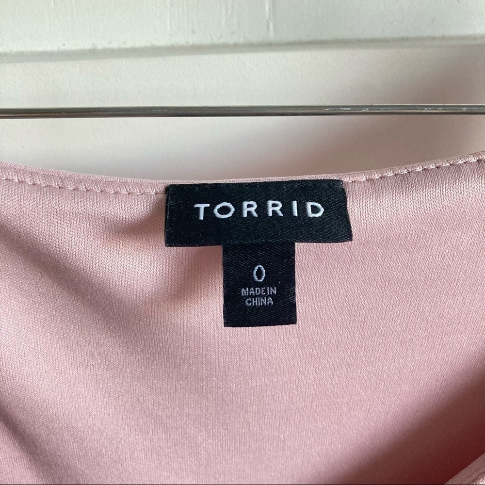 Torrid Stretchy Lined V-Neck Above The Knee Midi Dress Baby Pink Sz 0X - Picture 4 of 9